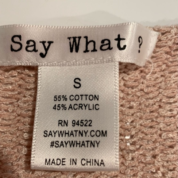 NWT round neck long sleeve crop sweater from Say What? Sz Small - Picture 6 of 8